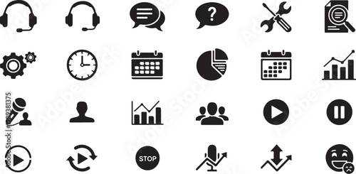 Business icons and symbols for productivity tools