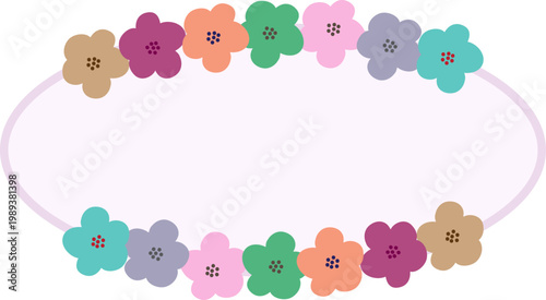 꽃 문양 라운드 배너 프레임