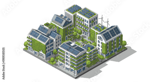 Sustainable green city eco friendly buildings.