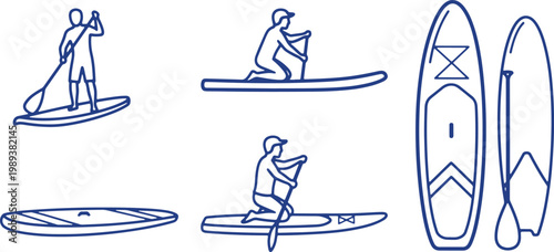 Stand up paddleboarding activities and equipment for water sports enthusiasts.