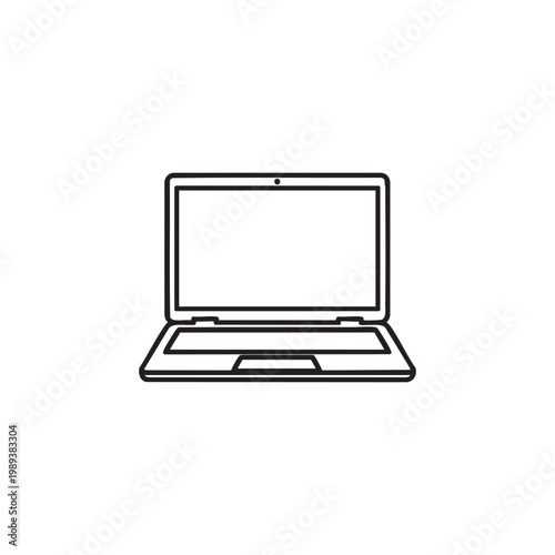 A line drawing of a laptop computer in a simple style