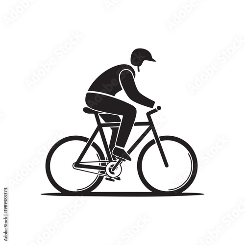 Black silhouette of a person riding a bicycle