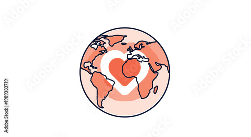 Global Love Earth Heart Concept.