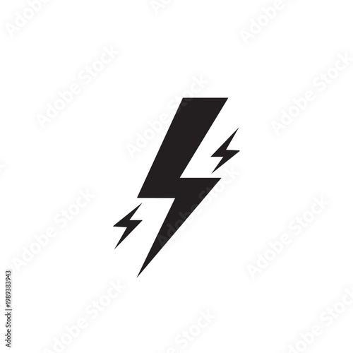 Black lightning bolt icon with electric symbol