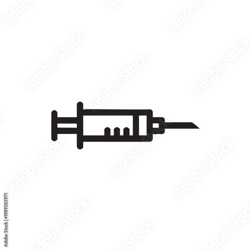 Black syringe icon on a for medical concepts