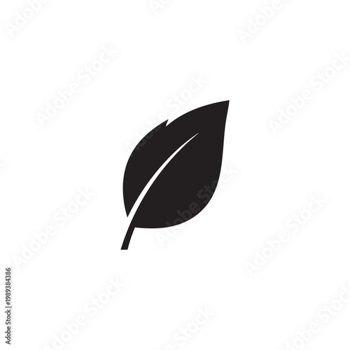 Black leaf icon on a for design and nature concepts