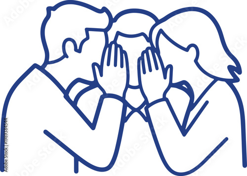 People whispering secrets sharing rumors gossiping sharing information privately between friends.