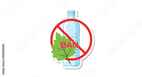 No Plastic Water Bottle Ban Symbol.