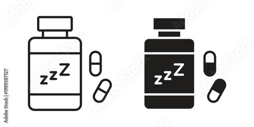 Sleeping pills icon symbol, logo illustration. Vector graphics web design.