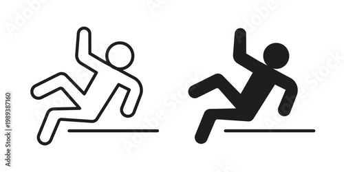 Slippery floor icon symbol, logo illustration. Vector graphics web design.