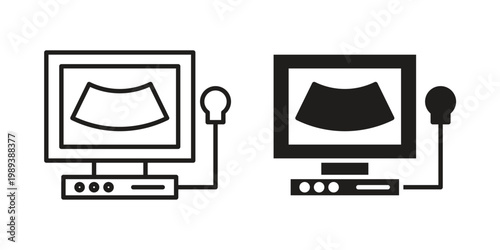 Ultrasonography icon symbol, logo illustration. Vector graphics web design.