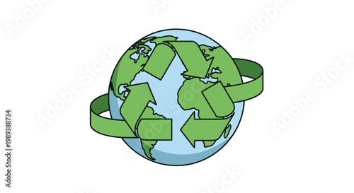 Earth with green recycling arrows around.