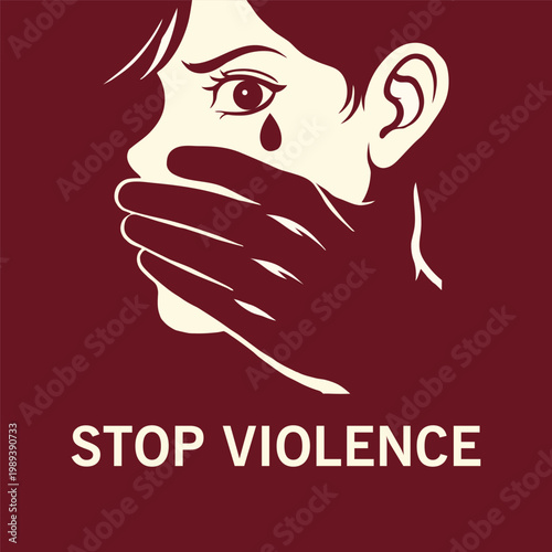 Stop Violence. Domestic abuse and sexual harassment. Vector illustration