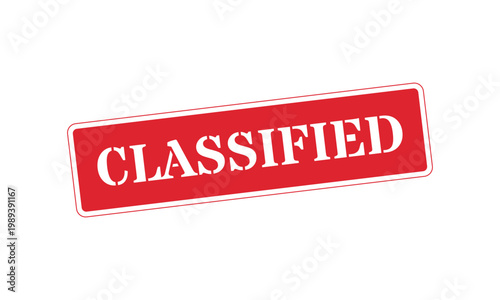 Classified Red Rectangular Stamp White Text Isolated On White Background