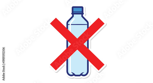 Tableau sur toile No Plastic Water Bottle Symbol.