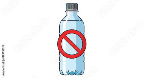 Schilderij op canvas No Plastic Water Bottle Prohibition Sign.