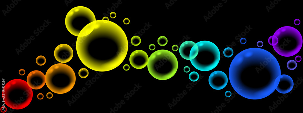 Naklejka premium pink transparent bubbles on a black background.ai