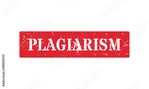 Plagiarism Red Rectangular Stamp White Text Isolated On White Background