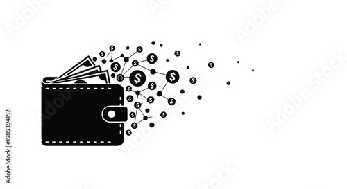 Money flying out of wallet cash loss concept
