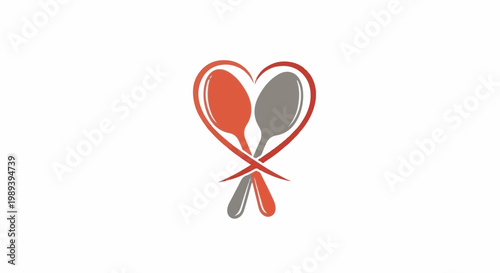 Two spoons forming a heart shape, symbolizing love for food