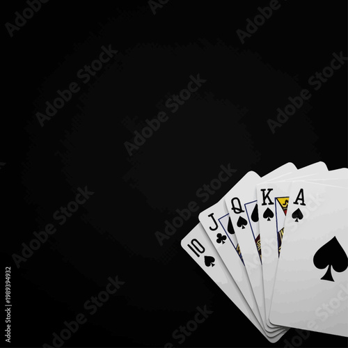 A close-up view of a fanned deck of cards on a dark table