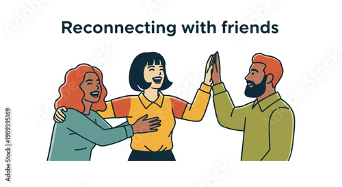 Friends celebrating with a high five concept of togetherness and connection