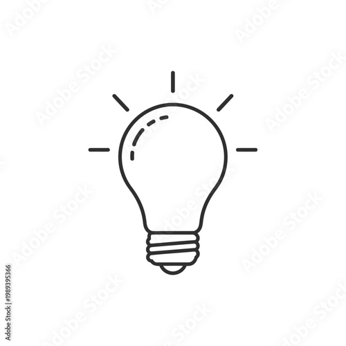 A glowing light bulb illustration represents an idea in a graphic design.