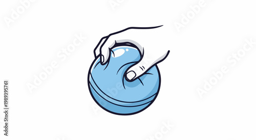 Hand squeezing a light blue, squishy, textured sphere