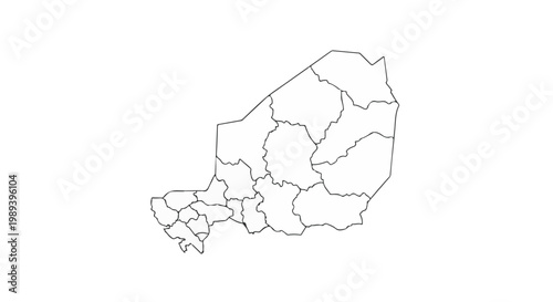 Vector illustration of a detailed map of regions and territories