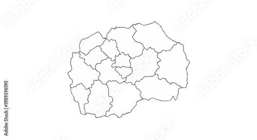 Vector map illustration of a country divided into regions