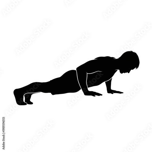 Man Doing Push Up Silhouette.