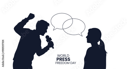 Silhouette of a speaker addressing an audience on world press freedom day