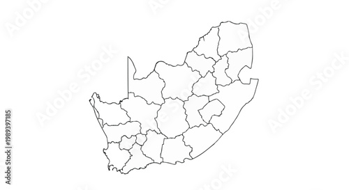 Vector illustration of South Africa map with regional boundaries