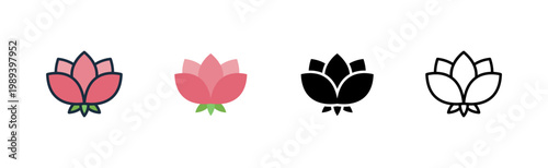 lotus flower icon. aquatic bloom. decoration item. water garden.