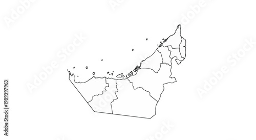 Vector Map of United Arab Emirates with Detailed Regions and Borders