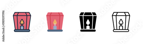 sky lantern icon. flying lamp. wish ritual. night sky.