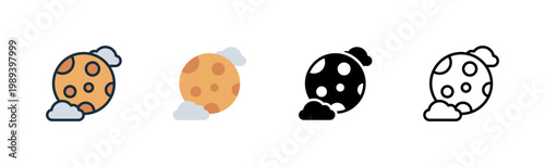 moon icon. lunar body. night light. cosmic object.