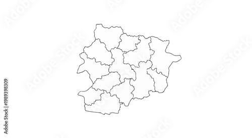 Vector illustration of a map showcasing various regions and their boundaries.