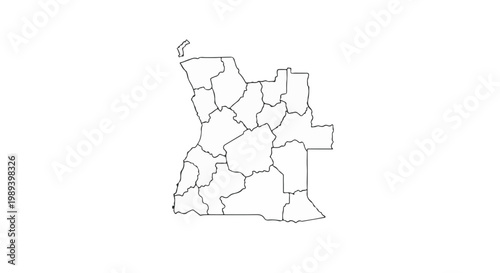 Vector map of Angola with provinces outlined in black lines