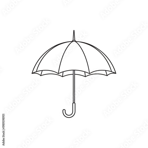 Simple Line Drawing of an Umbrella.