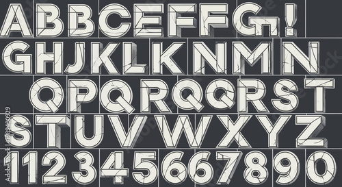 Cracked Stone Texture Alphabet and Numbers Set