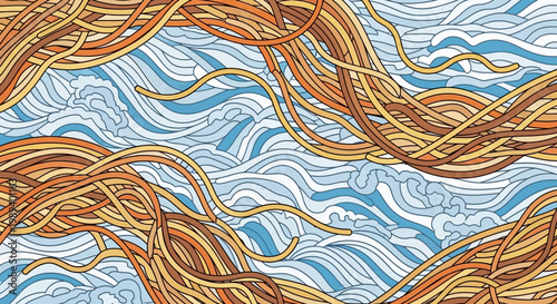 Abstract flowing noodles and waves pattern