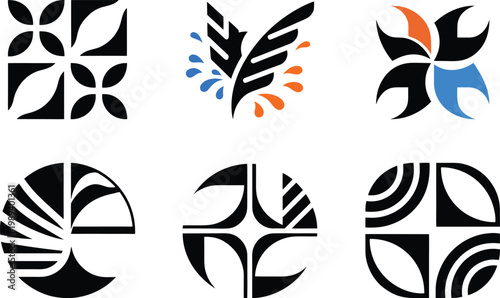 Set of Minimalist Graphic Symbols and Icons for Corporate Identity