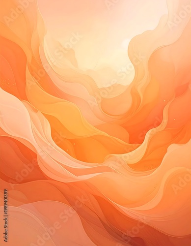 Abstract Fluid Background With Flowing Orange And Peach Silk Waves In Organic Soft Curved Layers For Modern Minimalist Design And Creative Aesthetics