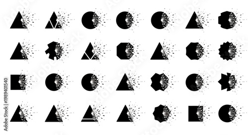 Set of Geometric Shapes with Shattering Explosion Effect