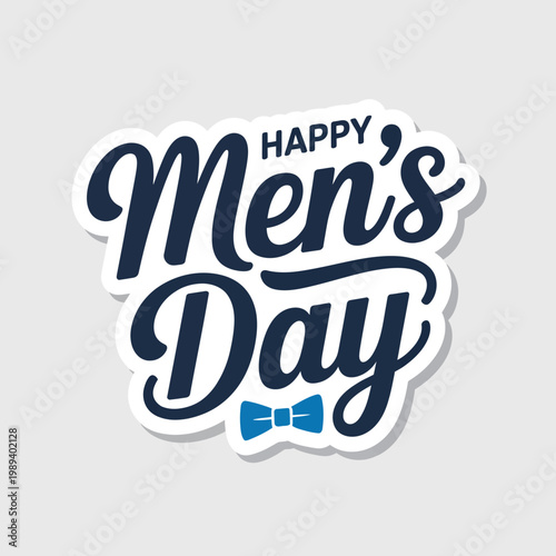 Happy Mens Day celebration greeting card with bow tie  festive message
