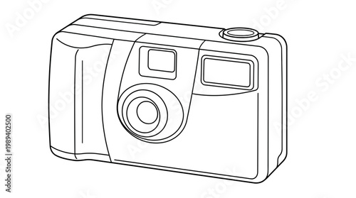 Simple vector illustration of a compact point and shoot film camera from the 1990s
