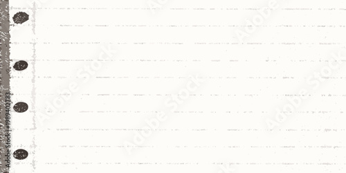 Close up of lined paper with punched holes a textured background