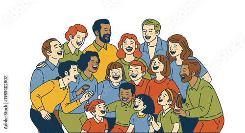 Group of diverse people laughing together vector illustration