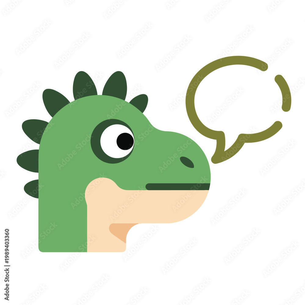 Fototapeta premium Green dinosaur with speech bubble cartoon.